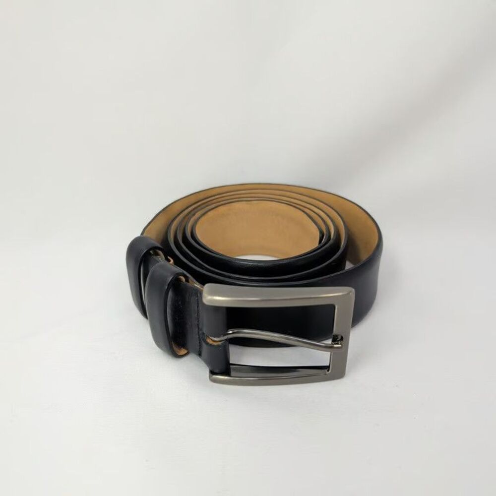 Bonobos Mens Leather Belt Size 40 Black Solid Brass Buckle Made in Italy Classic